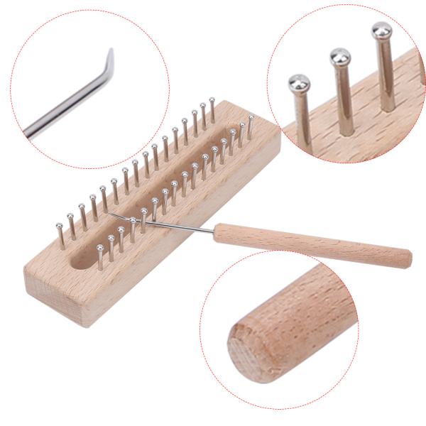 Rektangulär stickram handgjord vävstol i trä barn vävstol leksak med armbågsvirknål