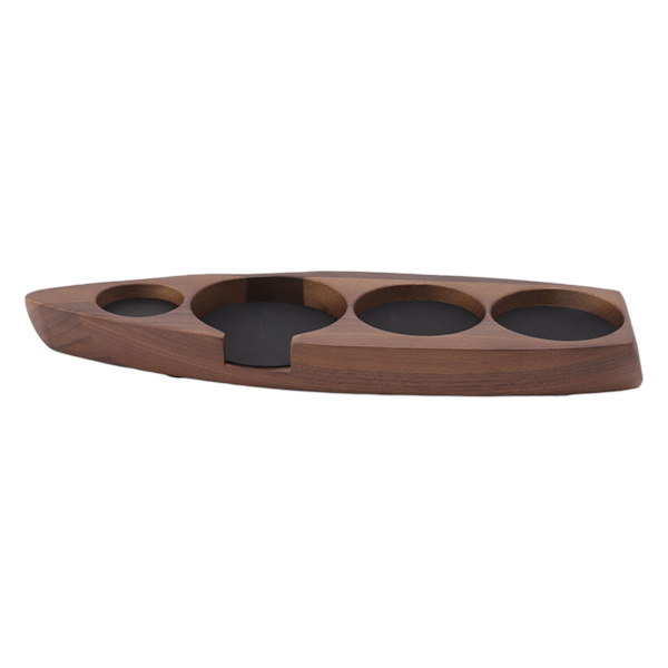 Kaffetamperhållare i trä, kaffemattstativ, kaffebryggare, förvaringsbas i valnöt, stor, för 58 mm/2,3 tum