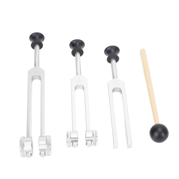 Set av aluminiumlegering 128 256 512Hz Bärbar stämgaffel Healing Instrument för hem klinisk silver