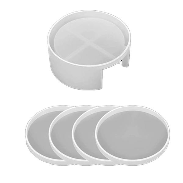 5 stk. Resin Coaster Molds Blød Silikone Udjævning Nem Udgivelse Coaster Silikoneforme til Håndværk DIY