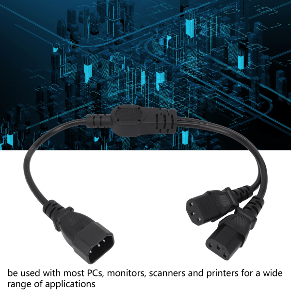 UPS Server C14 til 2 C13 strømkabel C14 til 2 C13 Y Splitter Adapter Forlænger strømkabel ledning til pc'er Skærme Printere