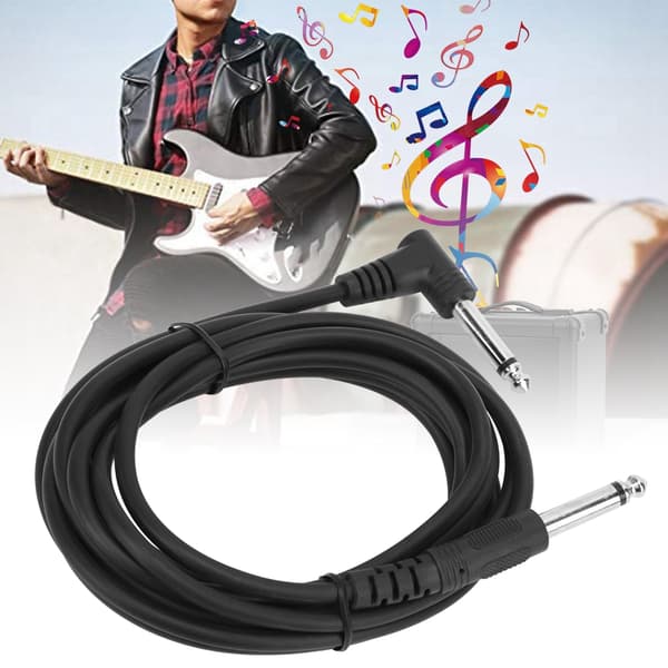 6,35 mm gitarrljudkabel rätvinklig kontakt förstärkarkabel 3 meter/10 tum längd