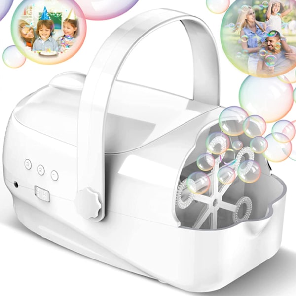 Automatisk bubbelmaskin 3 hastighetsnivå 6C batterier bubbelblåsare maskin för bröllop vit
