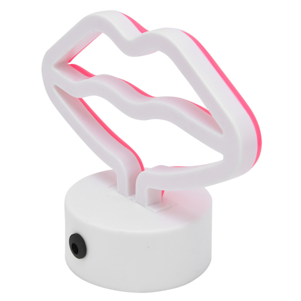 Läppformade LED-neonskyltar med stativ USB driven neonljuslampa för baby