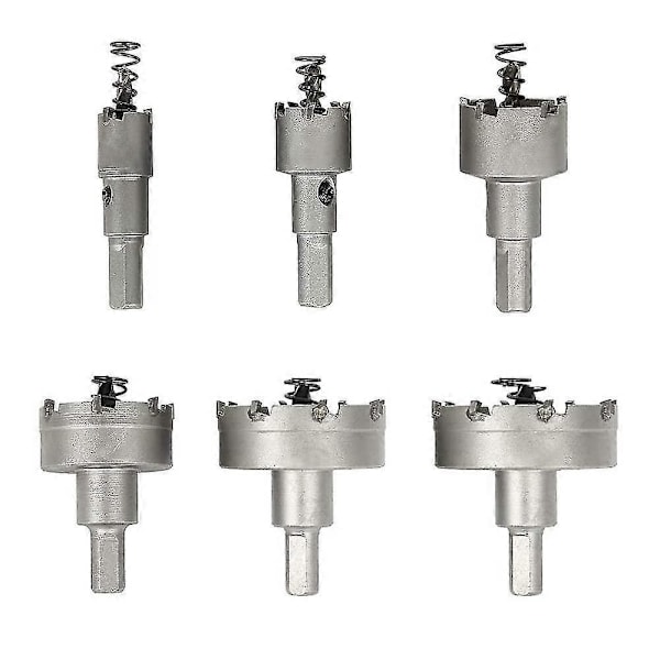 Metallhålsåg, Set med 6 Karbidhålsågsborrar, Rostfri Stålhålsåg, för Aluminium, Stål, Järn, Koppar, Trä, 16mm 22mm 30mm 40mm 50mm
