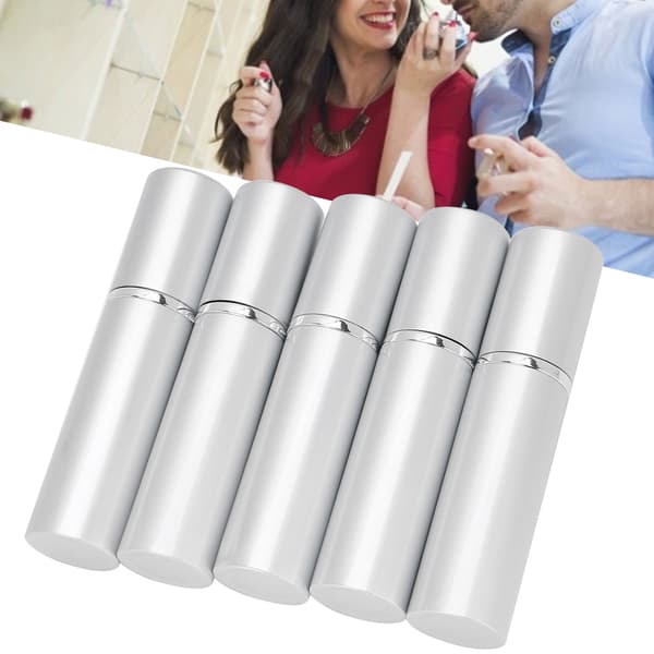 Påfyllningsbar parfymsprayflaska i aluminium Bärbar tom parfymatomizer 10 ml x 5 st Silver