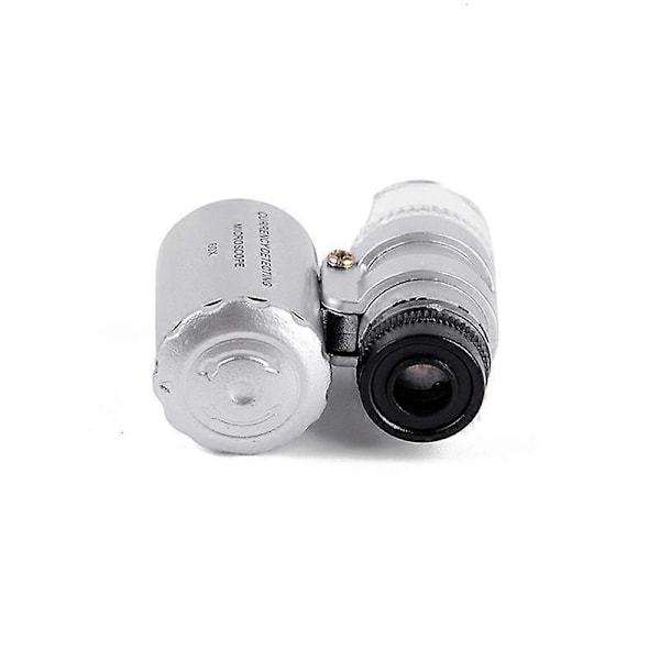 Mini Mikroskop Forstørrelsesglas 60X Håndholdt Bærbart Mikroskop Forstørrelsesglas LED UV-lys til Smykker, Diamanter, Mønter, Frimærker, Antikviteter