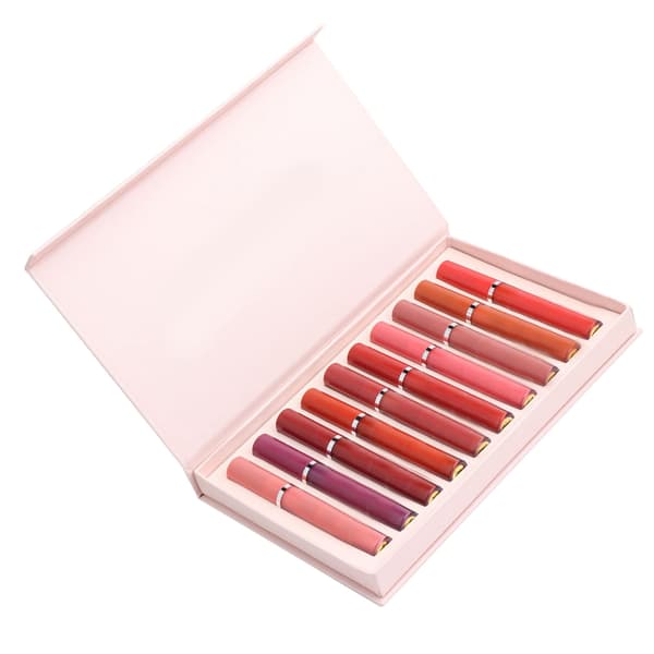 10 STK Mat Flydende Læbestift Makeup Sæt Vandtæt Non Stick Kop Læbeglans Sæt til Daglig Brug