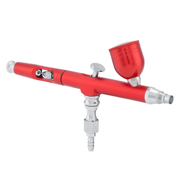 Dual Action Gravity Feed Airbrush Gun 0,3 mm Spray Art Paint Tattoo Nail Tool Kit (rød)