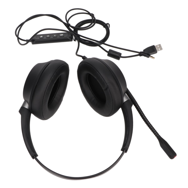 Telefon Hörlursstöd Volymjustering Mute Binaural 3,5 mm kontakt Kundtjänst Hörlurar med USB ljudkort