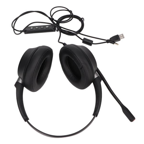 Telefon Hovedtelefon Support Lydstyrke Justering Mute Binaural 3,5 mm stik Kundeservice hovedtelefon med USB lydkort