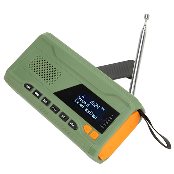 Handvev solradio LCD-skärm 3 laddningslägen Stöd DAB FM BT Bärbar nödväderradio för utomhusresor