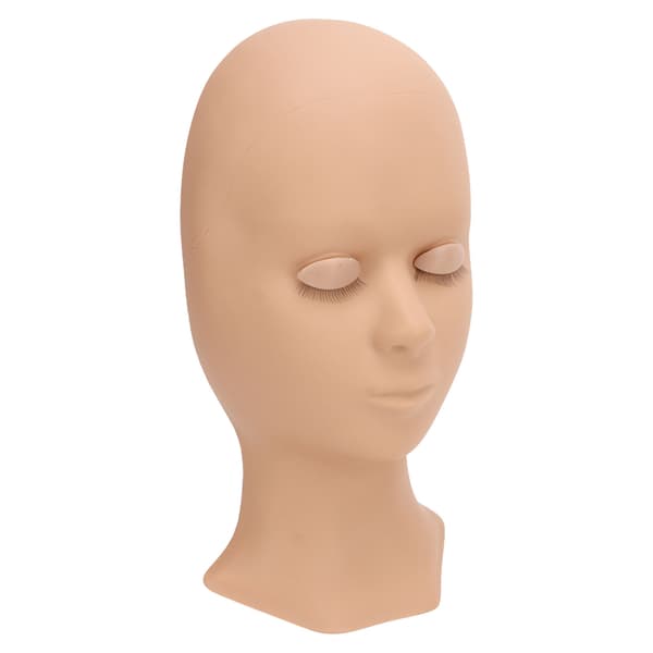 Vipper Mannequin Hode Myk Silikon Erstattede Øyelokk Mannequin Hode for Vippeextensions Praksis Lys Brun