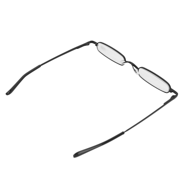 Slanke Lesebriller Små bærbare Rustfritt stål Metall HD Mini Lesebriller for med etui Eldre Menn Dame Svart +250