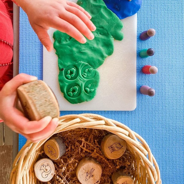 9 kappaletta puinen eläinten jäljet Playdoh leimasimet eläinten jäljet