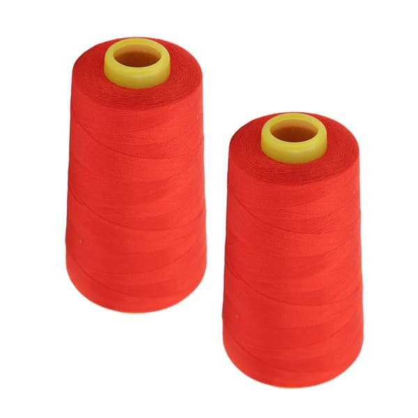2 STK Sergertråd Høy Styrke Solid Slitesterk Polyester Rød Sytråd for Daglig Quilting Skjøting