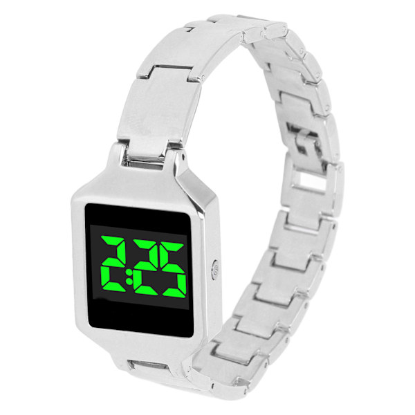 Digital armbandsur med högupplöst skärm, vattentät, modern elektronisk klocka för män, kvinnor och flickor, silver
