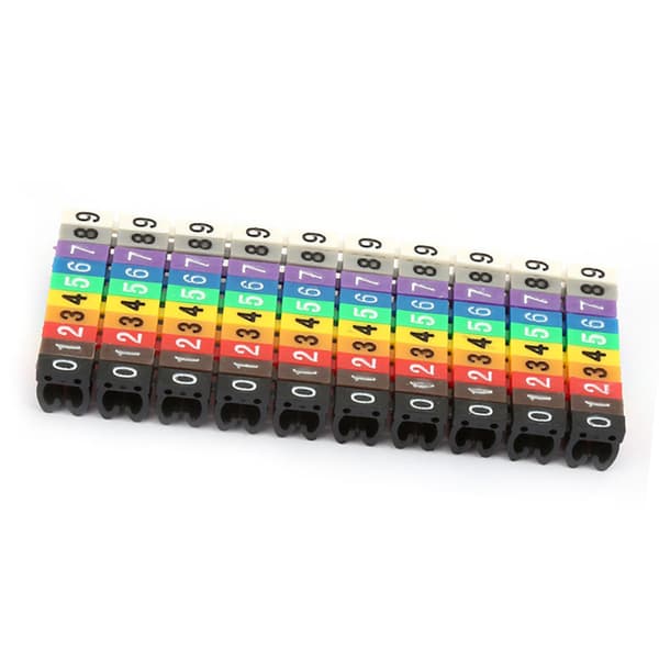 Digitalt nummermærke til ledninger, kabelmarkør, farverig (100 stk. 4mm²)