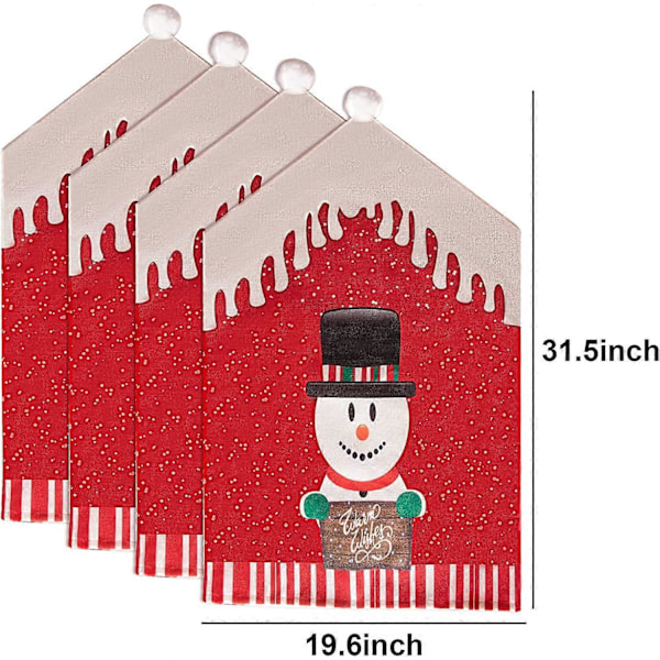 Julstolsöverdrag Set om 4, Juldekoration för Matsal Snögubbe Stolsöverdrag, Uppgraderad Större Storlek 20(B) x31.5(H) Julstolsöverdrag, Helg