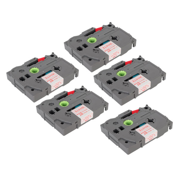 5 stk Label Maker Tape 9mm Lamineret Vandtæt Farveægte Multi Purpose Labeler Tape til PT D210 PT D200 PT H110 PT D400 Hvid På Rød Bze 425