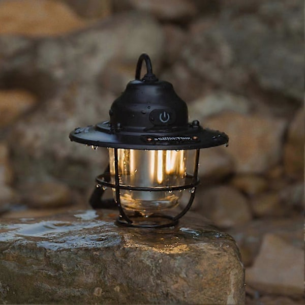 Bärbar Campinglampa USB Uppladdningsbar Krok Campinglykta Steglös Dimning Utomhus Vattentäta Tältlampor Nödlampa 12LED Blå