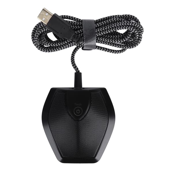 Mikrofon Touch-knap DualCapacitor USB-optagelsesmodtager til videoundervisning, konferencelokale, spil, webcast (sort)