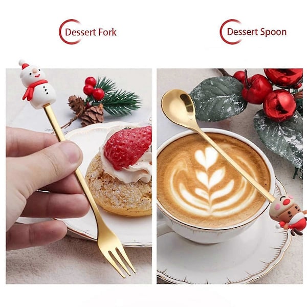 6 st Jul Gaffel och Sked Set, Rostfritt Stål Bestick