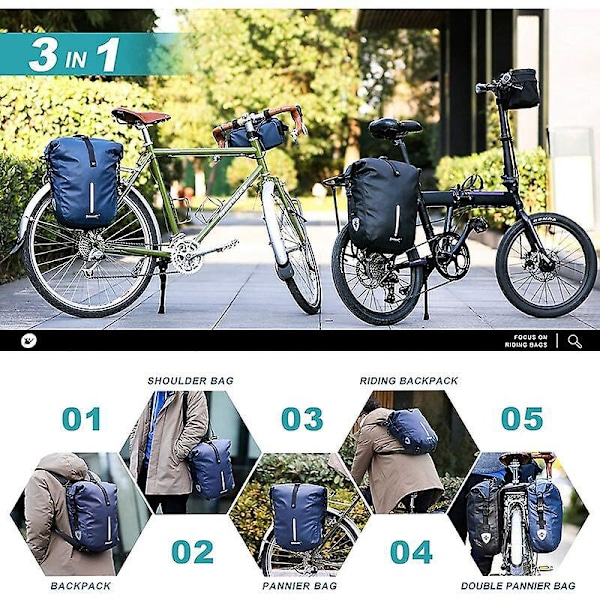 Cykelväska för pakethållare bak, 3 i 1 Stor Kapacitet Cykelväska, Vattentät Väska för Bakhjul, för Cykel/Motorcykel longziming .