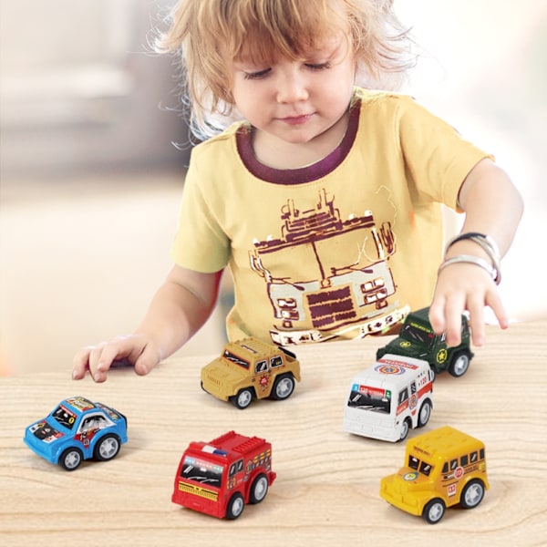 24 stk. Tilbake-biler Mini Plastbilsett med Kart Tilbake-bil Lastebil Bil-leker Festartikler for Barn Gutter Jenter