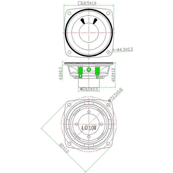 4Ω 10W Audio 66mm 2,5 Tommers Multimedia Høyttaler DIY Lydhøyttaler