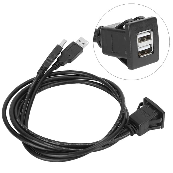 USB 2.0 skjøtekabel Dobbelt grensesnitt Vanntett bildataoverføring Dashbordadapterkabel 2M/6.6ft