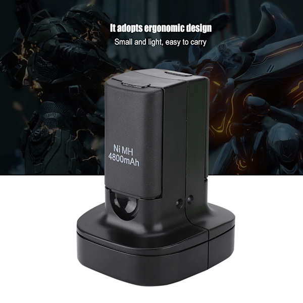Ladattavat akut latauskaapelilla Xbox 360 Slim -konsolille 4800mAh 3.7V (EU-pistoke 100-240V)