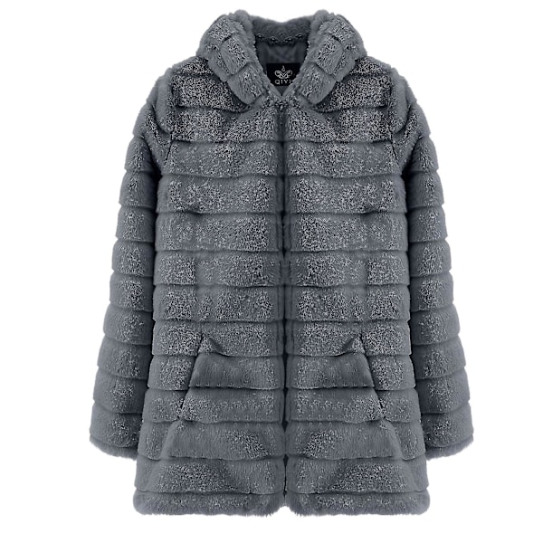 Mink Velvet Huva Faux Pälsjacka 4XL Mörkgrå