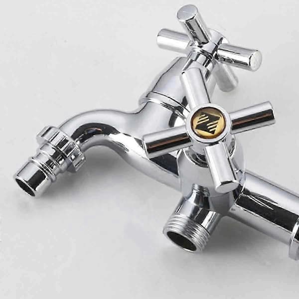 G1/2 Water Tap with Cross Handle and Double Spouts for Washing Machine