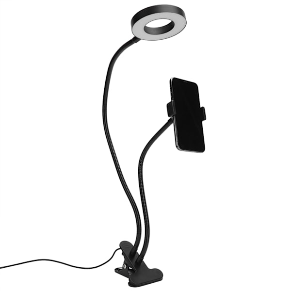 2in 1 LED-selfie-rengasvalo matkapuhelimen pidikkeellä säädettävä pöytälamppu suoratoistoa varten