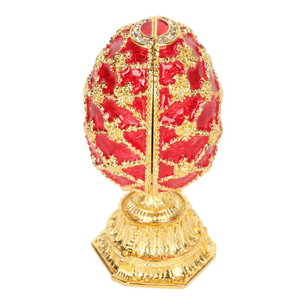 Håndmalet emaljeret faberge stil dekorativ hængslet smykkeæske til boligindretning Rød