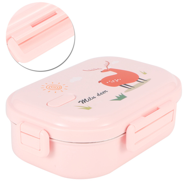 Isoleret madkasse lækagesikker rustfrit stål Bento-boks japansk madbørnebeholder (Pink )