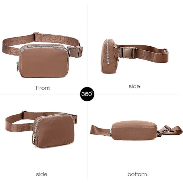 Midjeväska Fanny Pack Crossbody Väskor Bum Bag för Löpning Vandring Resor Träning Justerbar Rem för Kvinnor - Brun
