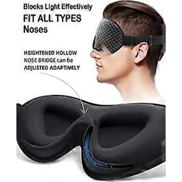 Sovemaske, Natmaske til Mænd/Kvinder, Åndbar Komfortabel 3D Øjenmaske med dybe øjenhuler og hævede næsepuder