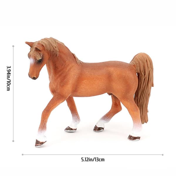 Miniature Simulation Brun Hest med Rytter Figur og Sadel Dyrefigur Samling Model Legetøj til Børn