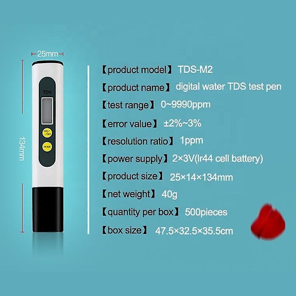 2 st Digital Vattenkvalitetstestare 4 i 1 pH EC TDS Temperaturmätare Hög Noggrannhet Penna Typ 0,01 Upplösning