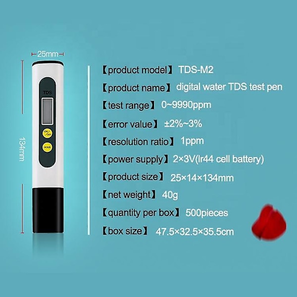 2 stk. Digital Vandkvalitetstester 4 i 1 pH EC TDS Temperaturmåler Høj Præcision Pen Type 0,01 Opløsning