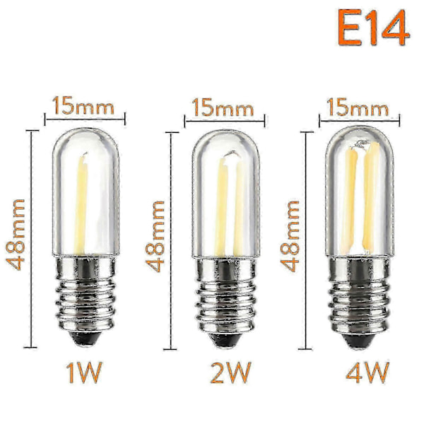 10kpl Himmennettäviä Mini Led Jääkaappilamppuja Ampulli E12 E14 110v 220v Vintage Filamenttilamput Kotiin Kattokruunut E14 220V 4W-Lämmin Valkoinen