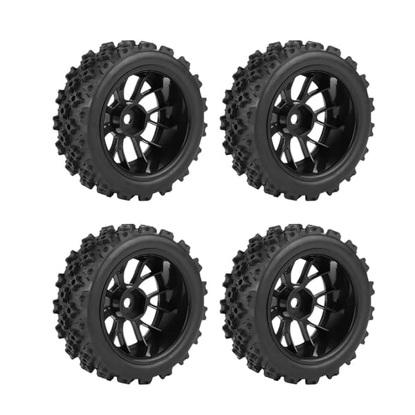 4 stk. Sæt Racing Offroad Køretøjsdæk Gummidæk Fælg til RC 1:10 Bil Del (Sort)