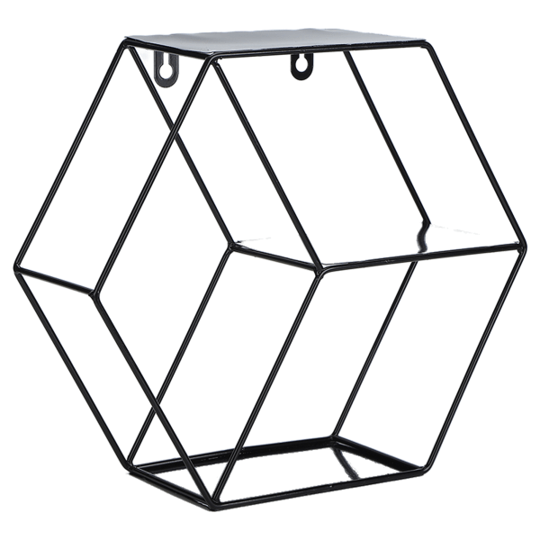 Hex hylder Simple Smedejern Sekskantet soveværelse Stue Kontor Væghylde Dekoration Sort