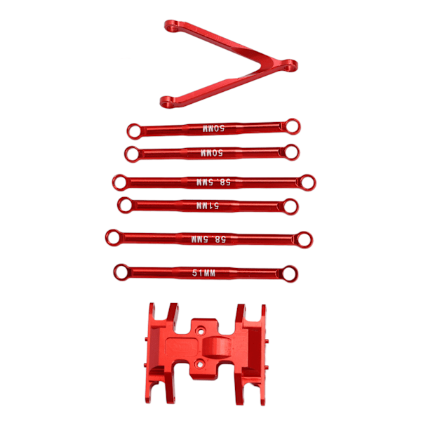 6-delad länkarmsats för SCX24 i aluminiumlegering, lätt och elegant design, 1/24 länkarmsats för Axial SCX24 RC-bil, röd