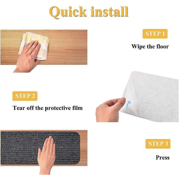 14-pack Halkskyddande Trappstegsmattor, 20 x 76 cm för Barn, Äldre, Husdjur, Trappdragning, (Guld)