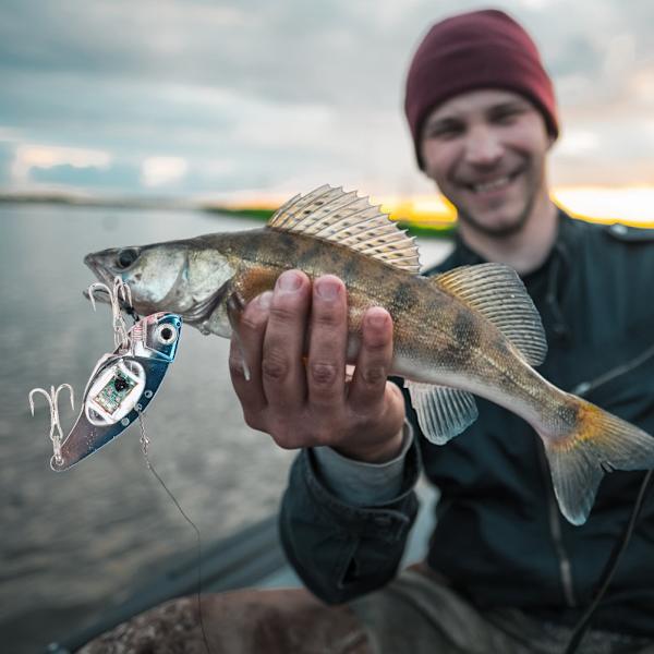 Undervands LED-lys Metal Hard Lure 3D Fiskefiskeri Kunstagn Diskantkrog (blå)