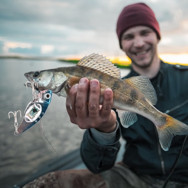 Undervanns LED Light Metal Hard Lure 3D Fiskefiske Kunstig Agn Diskantkrok (blå)