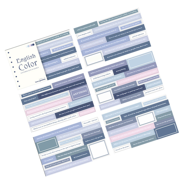 20 arkkia Scrapbook-tarravihko, hienovarainen innovatiivinen englantilainen DIY-suunnittelijatarra Scrapbook-muistikirjaan, päiväkirjaan, tyyppi 1
